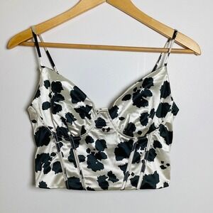 Cow Print Corset Top Cami Bustier Crop Top Adjustable Straps Party Clubwear